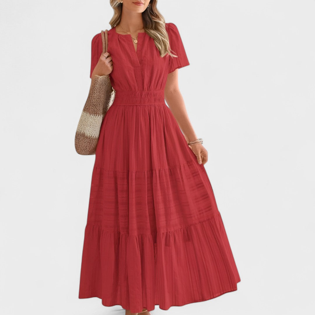 Maura - Summer Maxi Dress with Short Sleeves