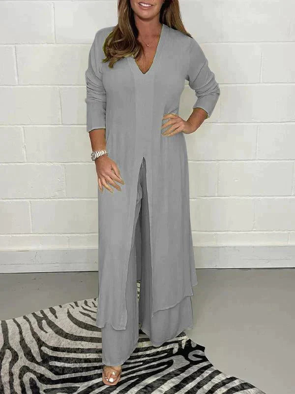 Melis - Two-Piece Set with V-Neck and Slit