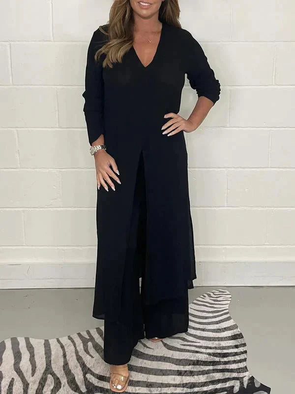 Melis - Two-Piece Set with V-Neck and Slit