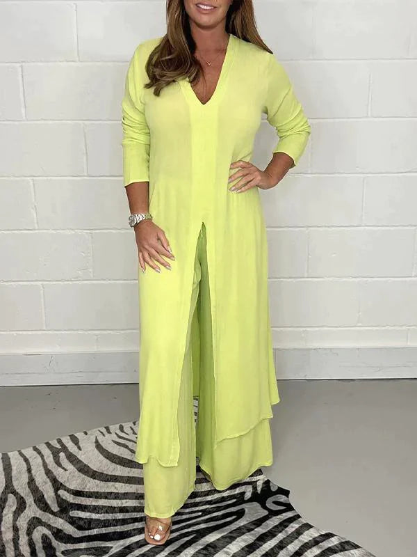 Melis - Two-Piece Set with V-Neck and Slit