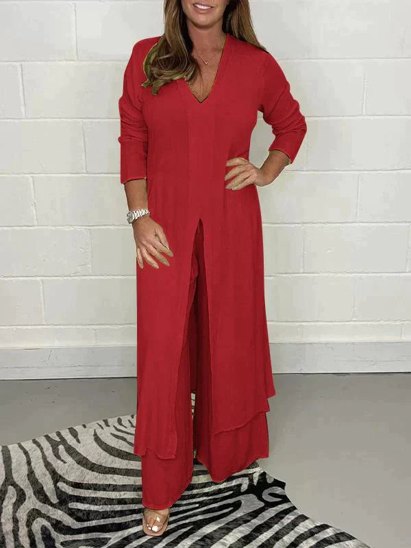 Melis - Two-Piece Set with V-Neck and Slit