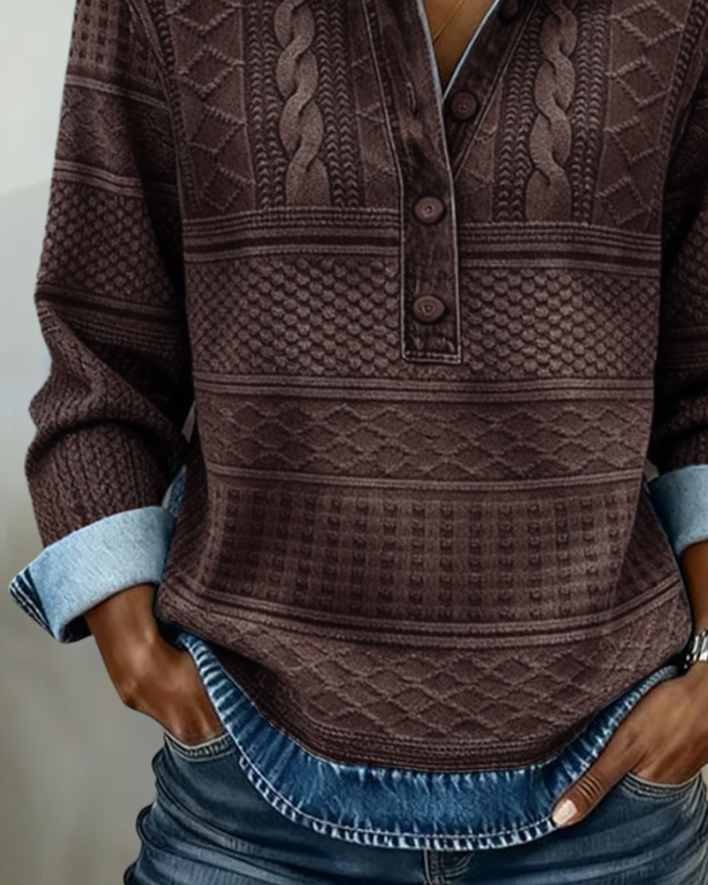 Melkorka – Fashionable Sweatshirt with Half Button Placket