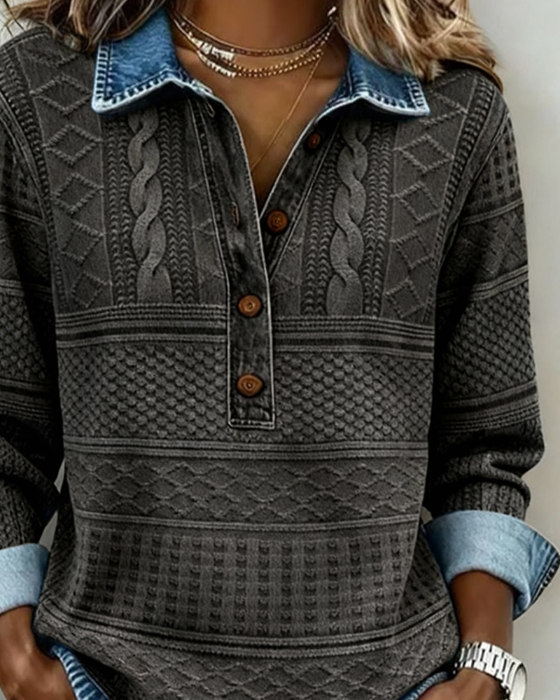 Melkorka – Fashionable Sweatshirt with Half Button Placket