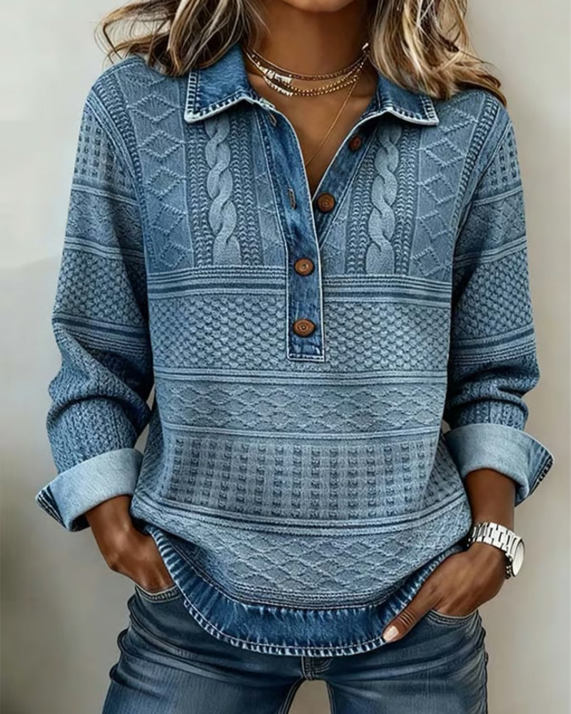 Melkorka – Fashionable Sweatshirt with Half Button Placket