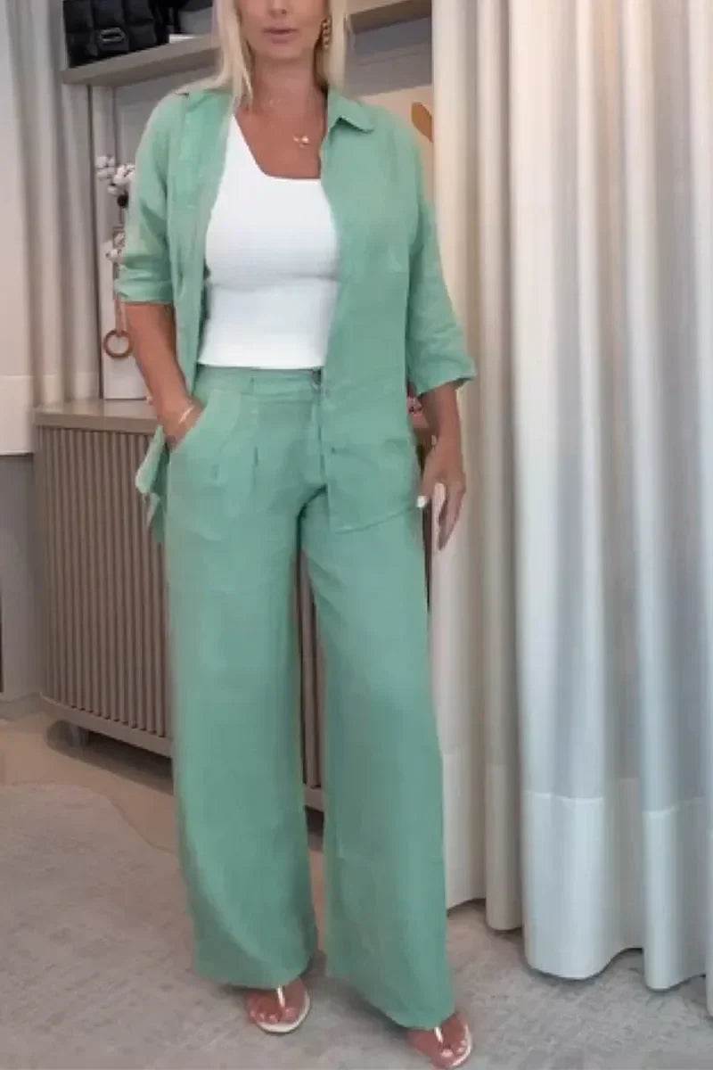 Methme – Casual Two-Piece with Single-Breasted Design