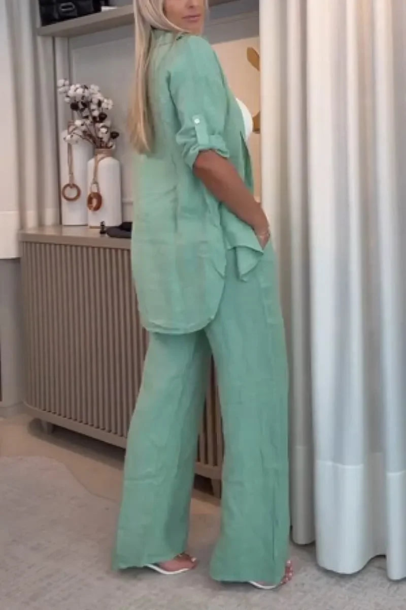 Methme – Casual Two-Piece with Single-Breasted Design