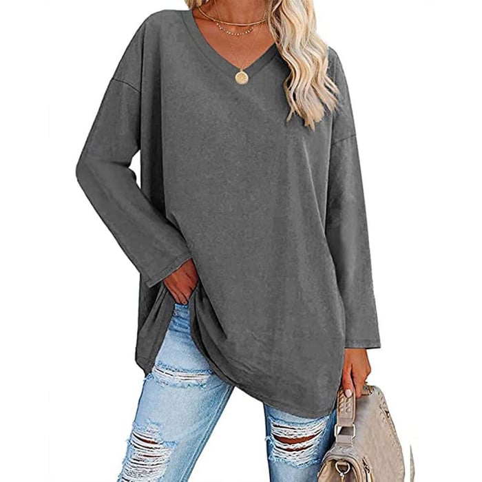 Milena - Long-Sleeved Fashionable Knit Top with V-Neck