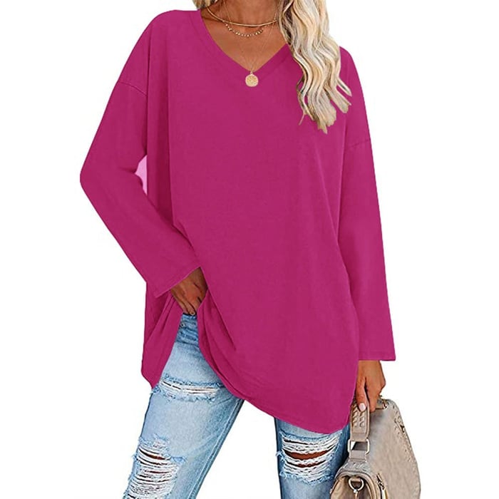 Milena - Long-Sleeved Fashionable Knit Top with V-Neck