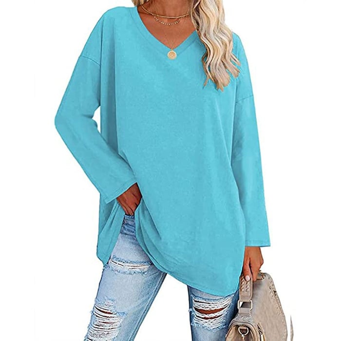 Milena - Long-Sleeved Fashionable Knit Top with V-Neck