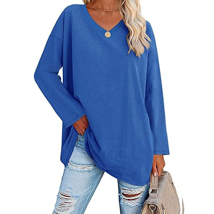 Milena - Long-Sleeved Fashionable Knit Top with V-Neck