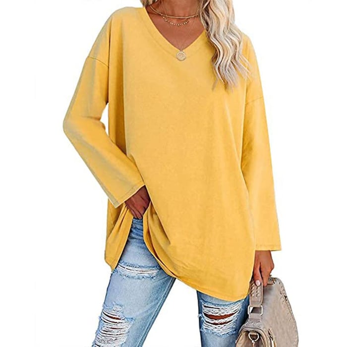 Milena - Long-Sleeved Fashionable Knit Top with V-Neck