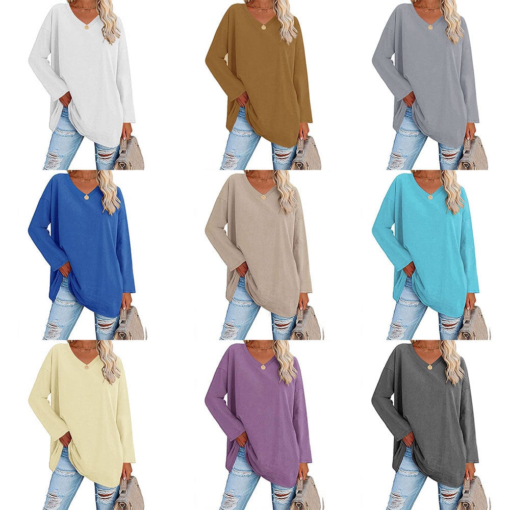 Milena - Long-Sleeved Fashionable Knit Top with V-Neck