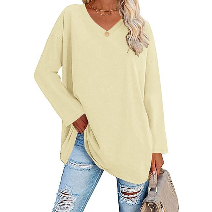 Milena - Long-Sleeved Fashionable Knit Top with V-Neck