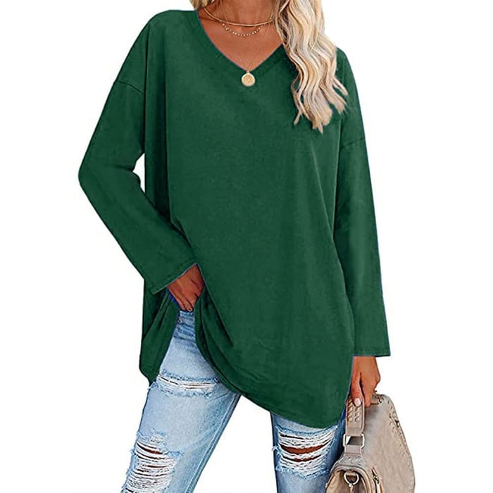Milena - Long-Sleeved Fashionable Knit Top with V-Neck