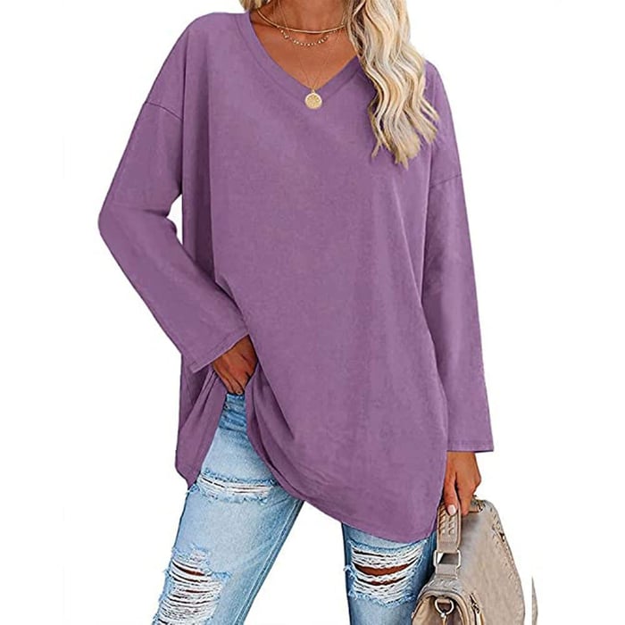 Milena - Long-Sleeved Fashionable Knit Top with V-Neck