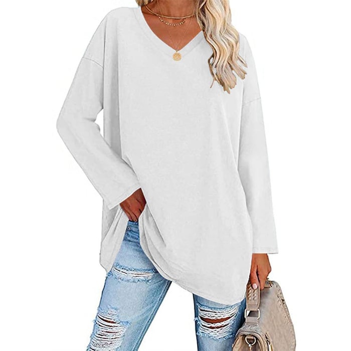 Milena - Long-Sleeved Fashionable Knit Top with V-Neck