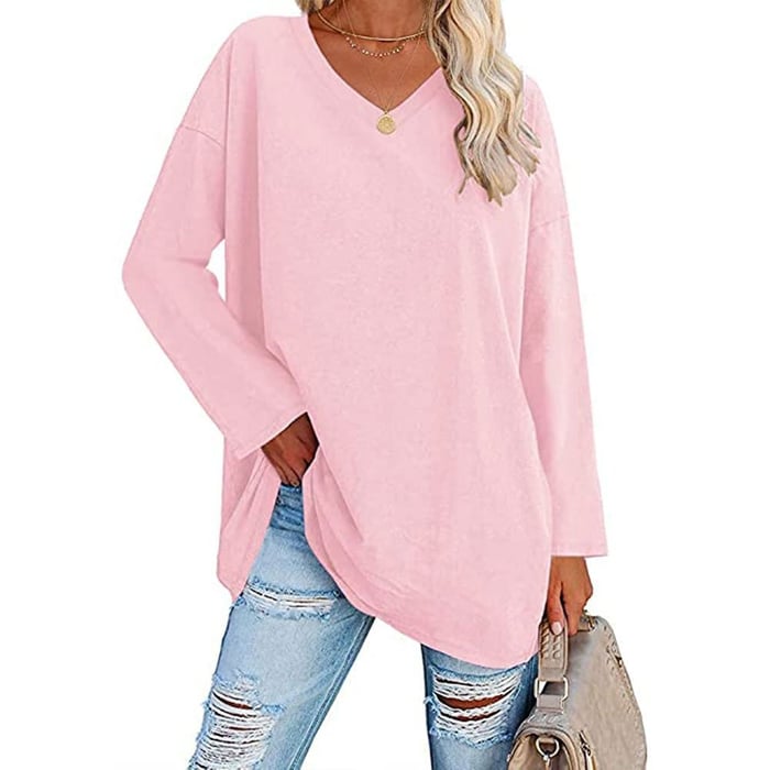 Milena - Long-Sleeved Fashionable Knit Top with V-Neck