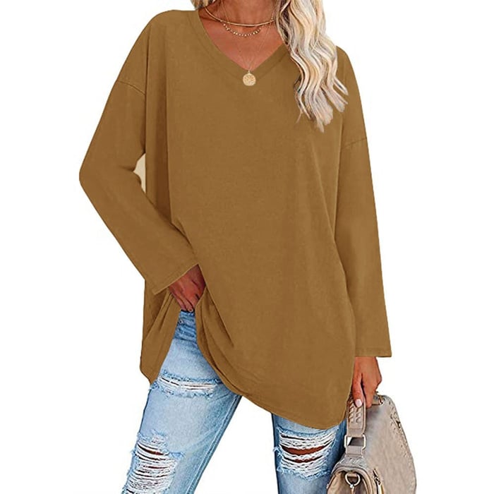 Milena - Long-Sleeved Fashionable Knit Top with V-Neck