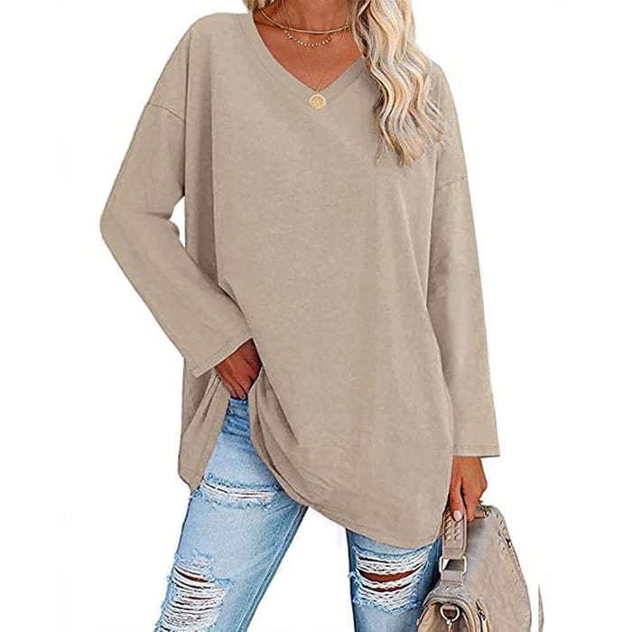 Milena - Long-Sleeved Fashionable Knit Top with V-Neck