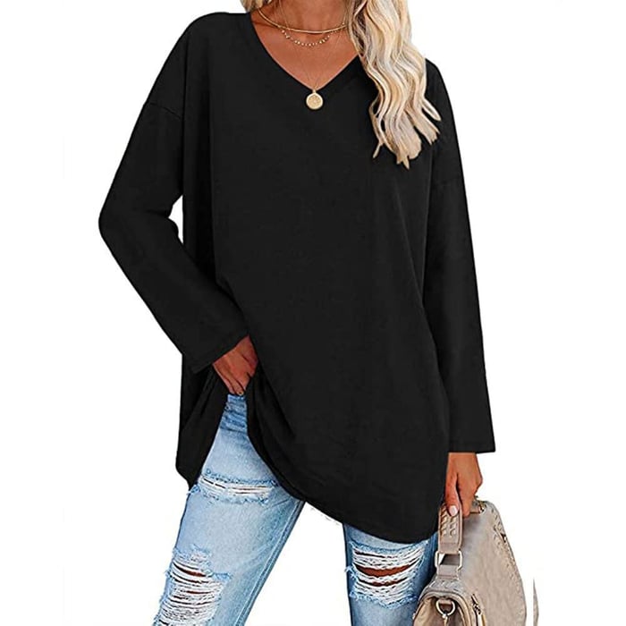 Milena - Long-Sleeved Fashionable Knit Top with V-Neck