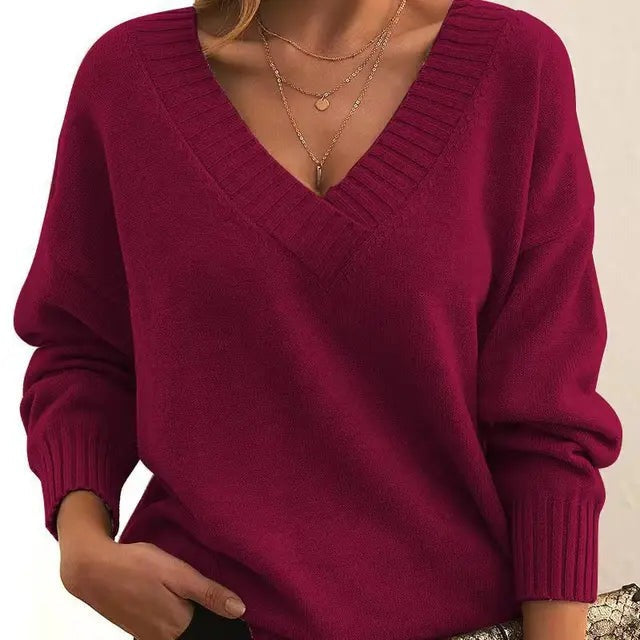 Mordane – Elegant Long Sleeve Sweater with V-Neck