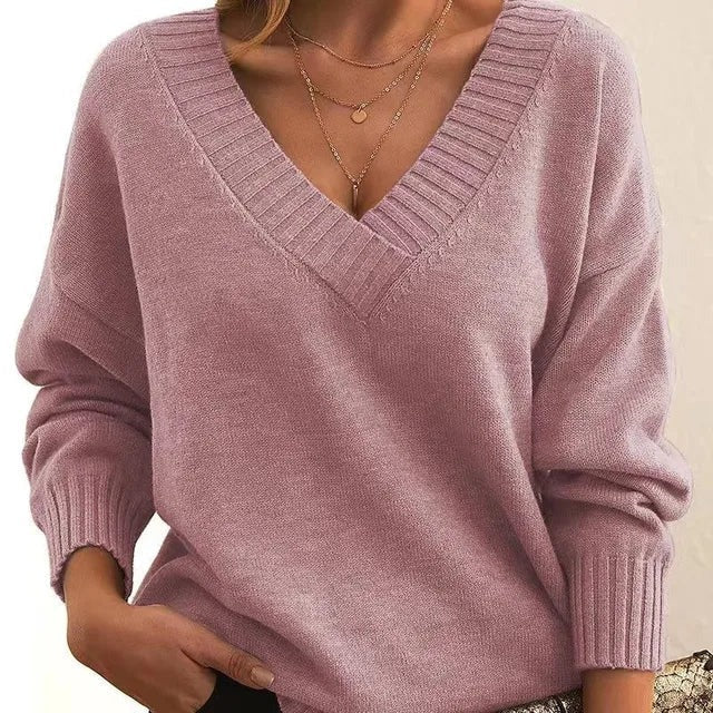Mordane – Elegant Long Sleeve Sweater with V-Neck