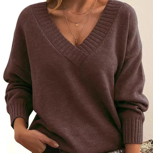 Mordane – Elegant Long Sleeve Sweater with V-Neck