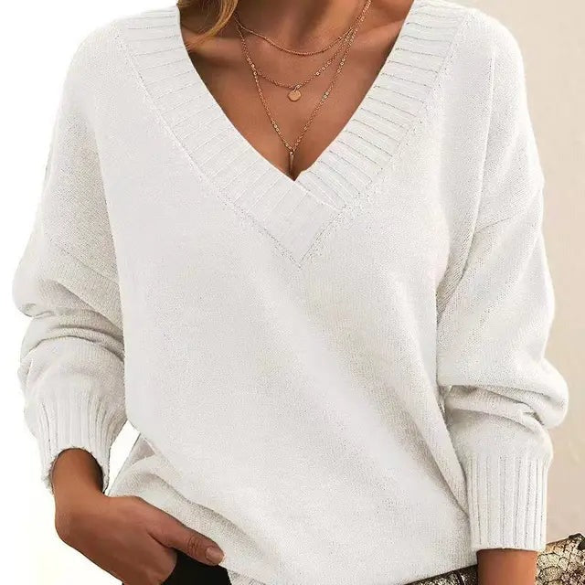 Mordane – Elegant Long Sleeve Sweater with V-Neck