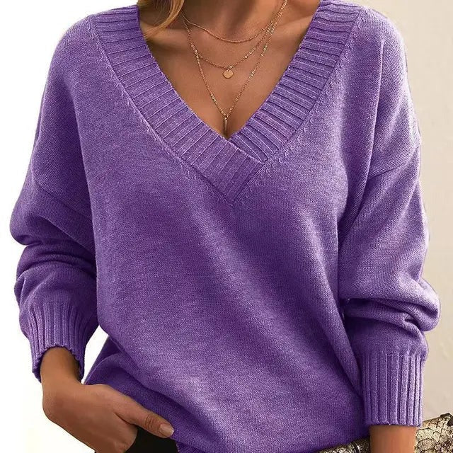 Mordane – Elegant Long Sleeve Sweater with V-Neck