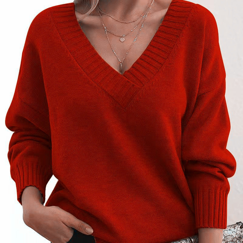 Mordane – Elegant Long Sleeve Sweater with V-Neck