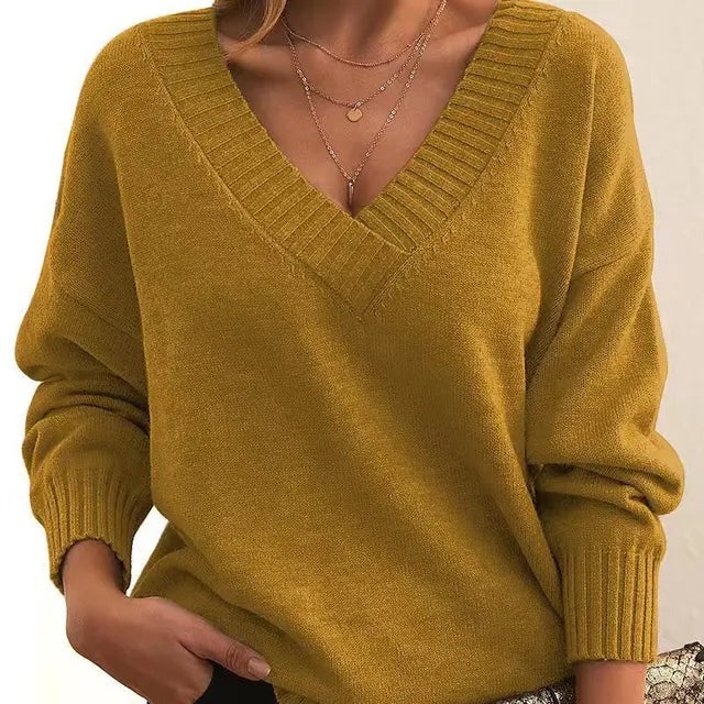 Mordane – Elegant Long Sleeve Sweater with V-Neck