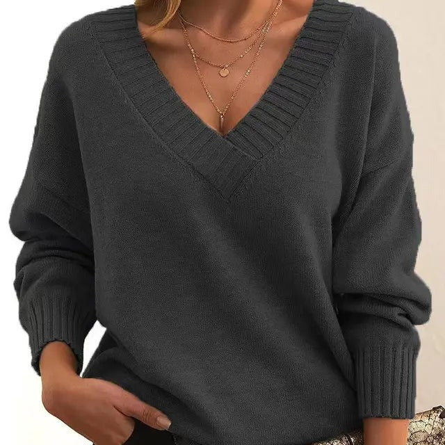 Mordane – Elegant Long Sleeve Sweater with V-Neck