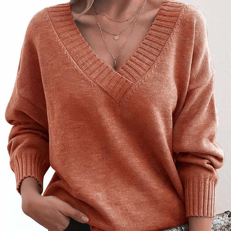 Mordane – Elegant Long Sleeve Sweater with V-Neck