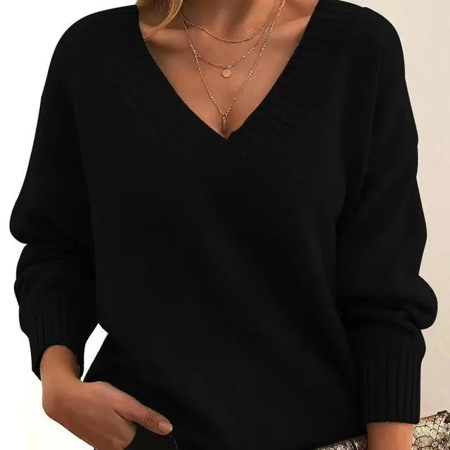 Mordane – Elegant Long Sleeve Sweater with V-Neck