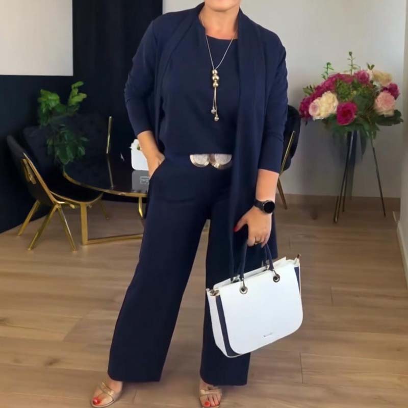 Mouna - Elegant 3-Piece Set with Long Cardigan
