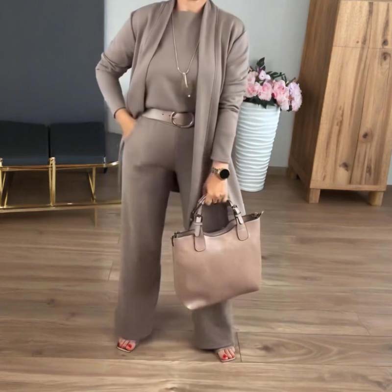 Mouna - Elegant 3-Piece Set with Long Cardigan