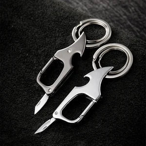 Multifunctional Keychain Bottle Opener Metal Double Ring Keychain