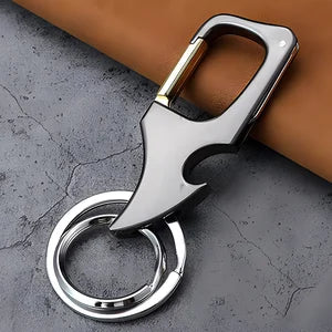 Multifunctional Keychain Bottle Opener Metal Double Ring Keychain