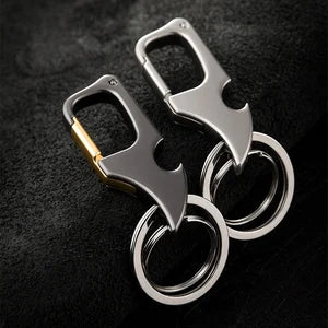 Multifunctional Keychain Bottle Opener Metal Double Ring Keychain