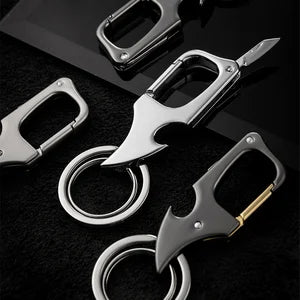 Multifunctional Keychain Bottle Opener Metal Double Ring Keychain