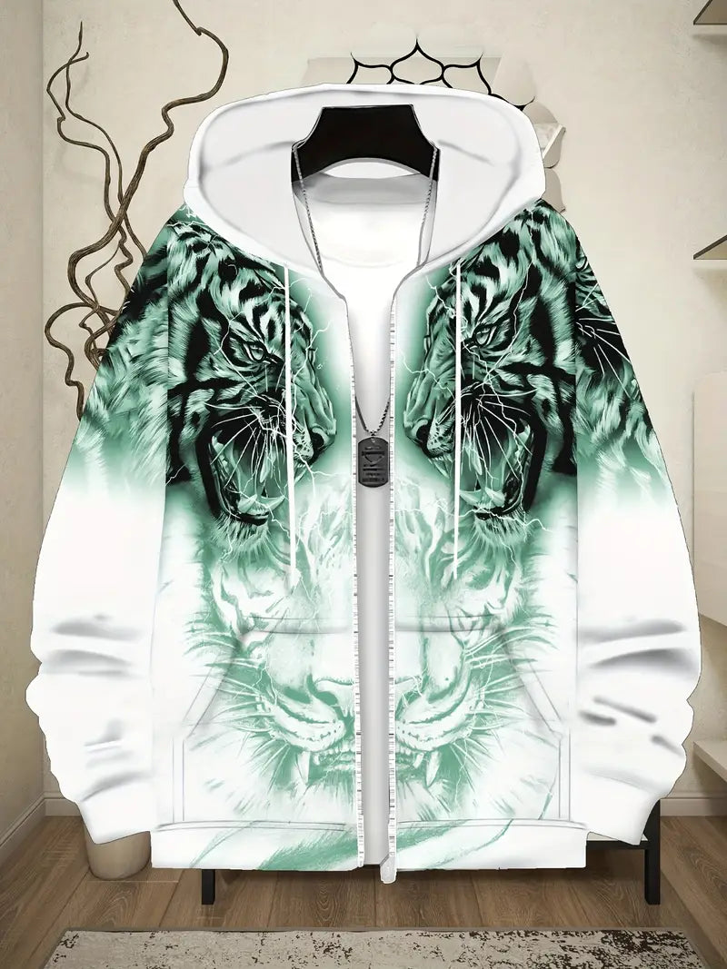 Murillo – Casual Long Sleeve Hoodie Jacket with Tiger Print