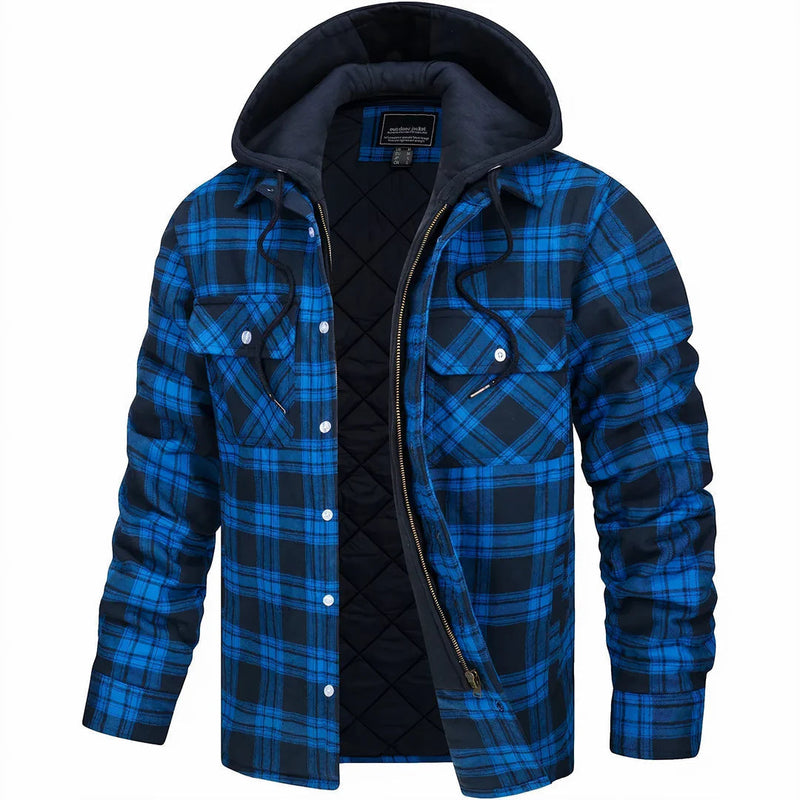 Nadav - Elegant Warm Hooded Jacket with Long Sleeves and Buttons