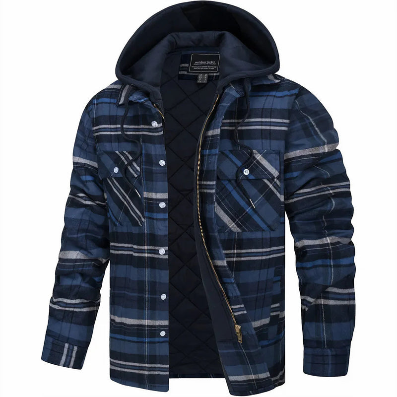 Nadav - Elegant Warm Hooded Jacket with Long Sleeves and Buttons