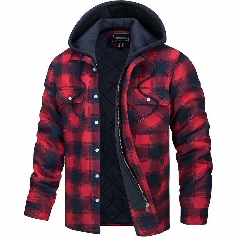 Nadav - Elegant Warm Hooded Jacket with Long Sleeves and Buttons