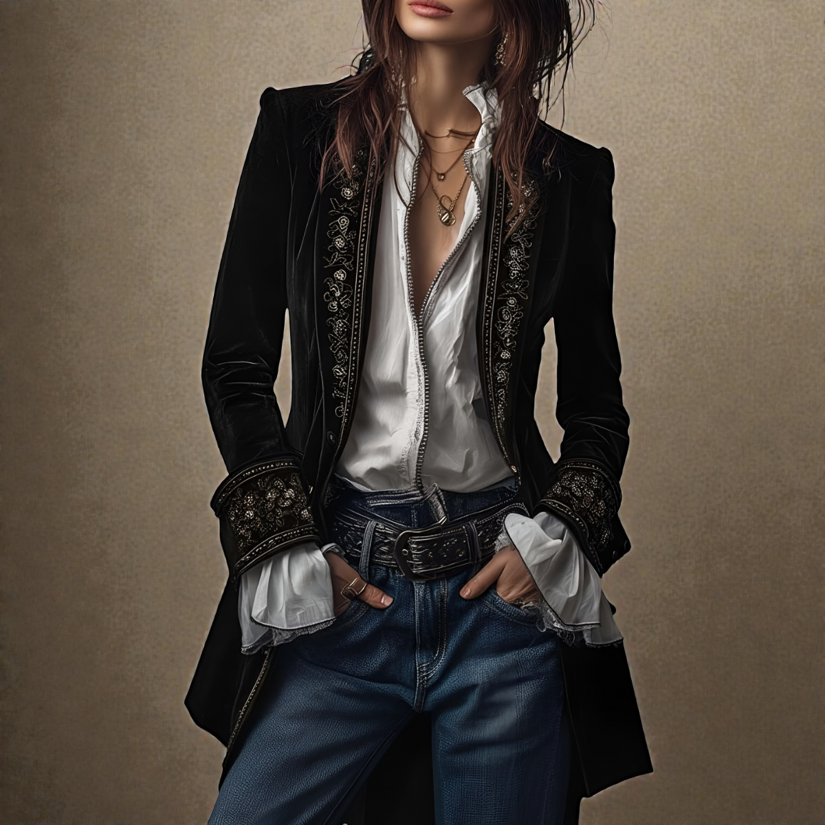 Naeva – Soft, Elegant Velvet Jacket with Long Sleeves