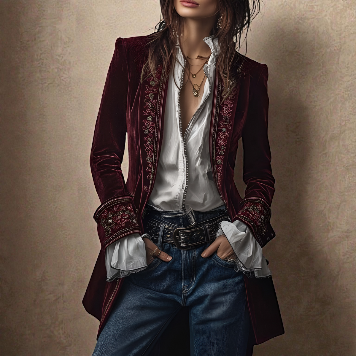 Naeva – Soft, Elegant Velvet Jacket with Long Sleeves