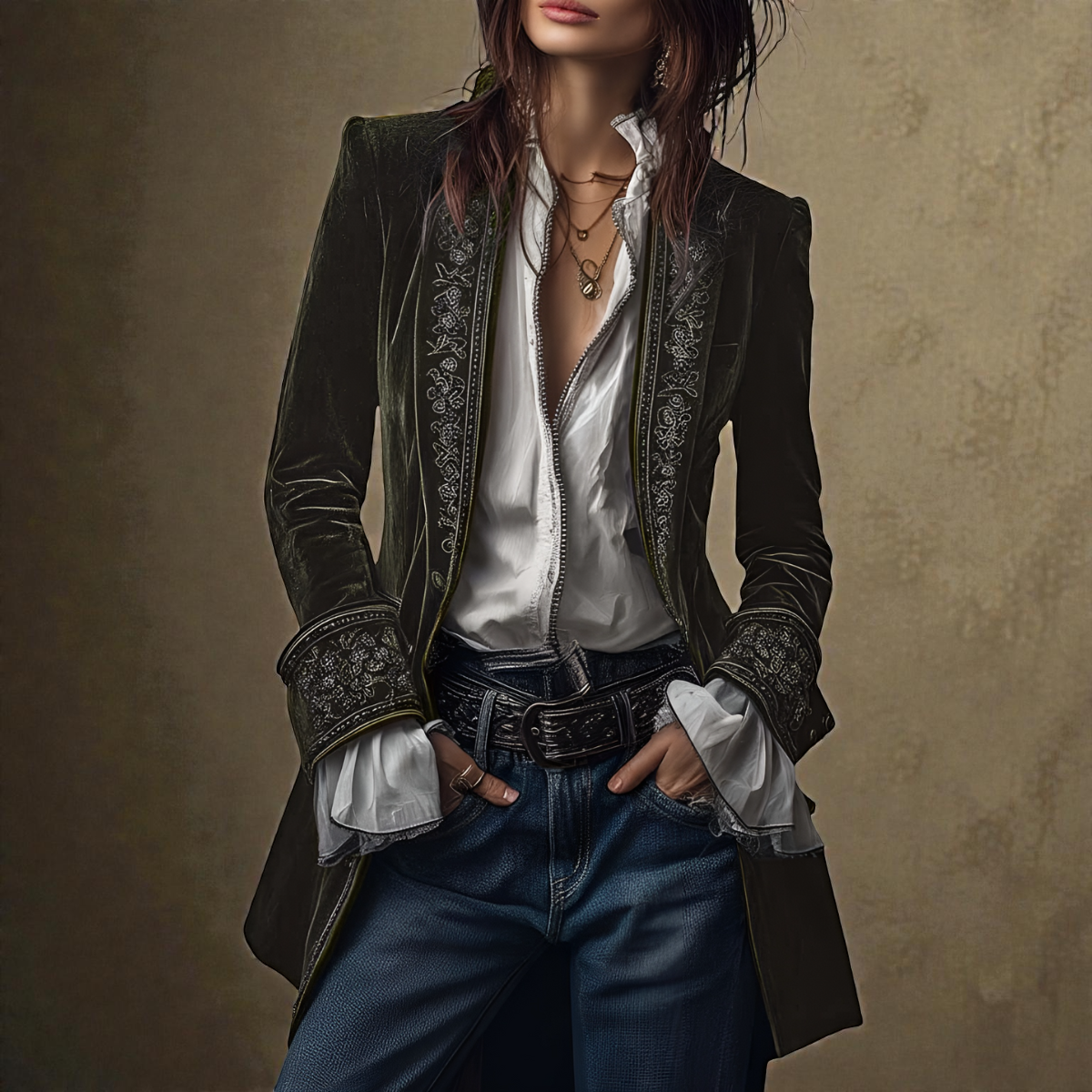 Naeva – Soft, Elegant Velvet Jacket with Long Sleeves