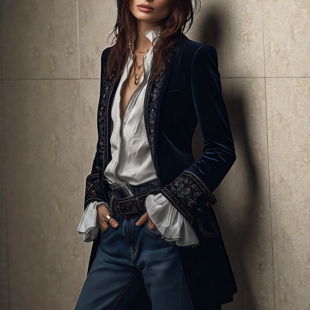 Naeva – Soft, Elegant Velvet Jacket with Long Sleeves
