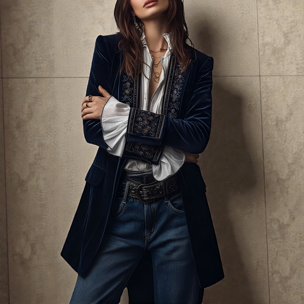 Naeva – Soft, Elegant Velvet Jacket with Long Sleeves
