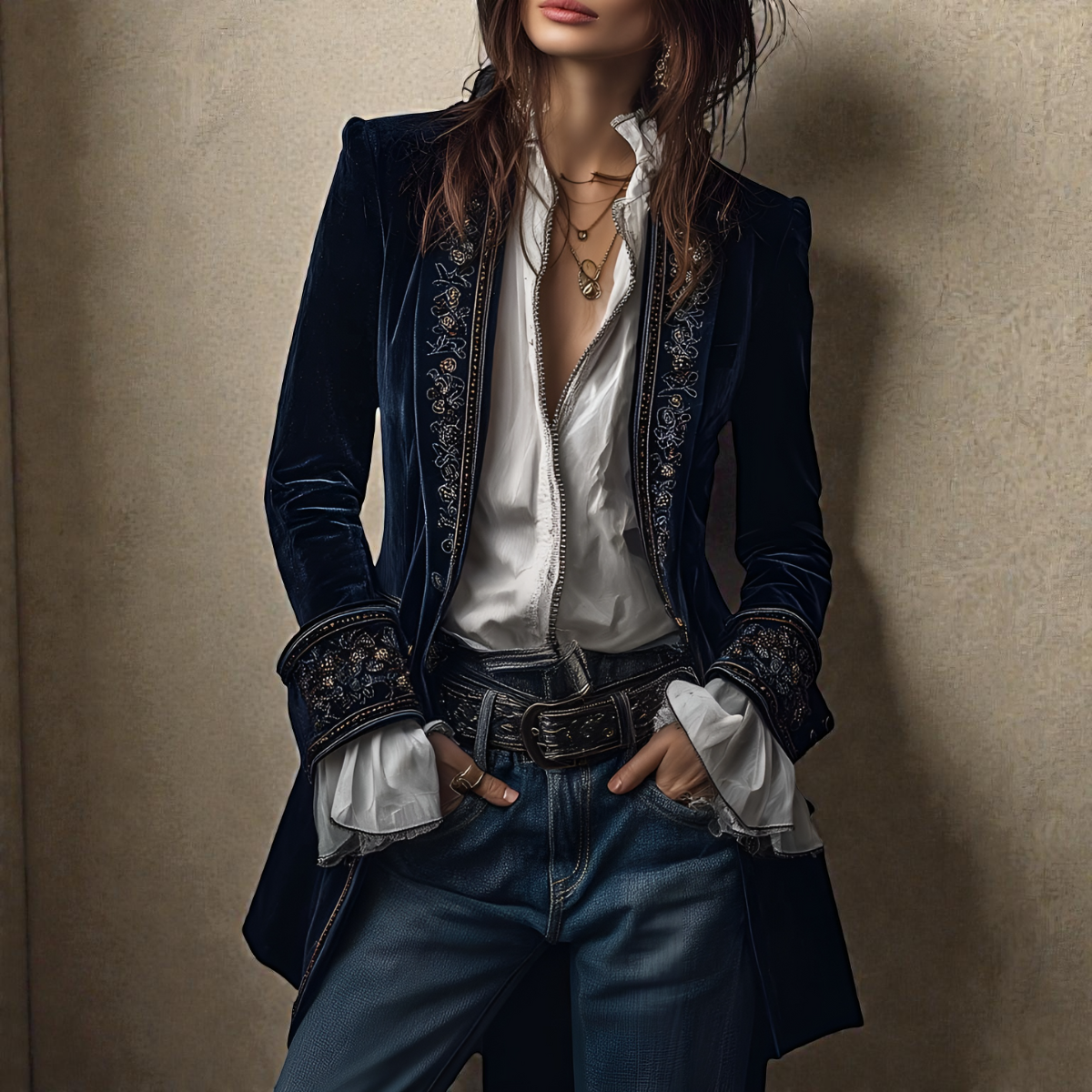 Naeva – Soft, Elegant Velvet Jacket with Long Sleeves
